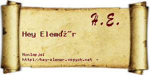 Hey Elemér névjegykártya